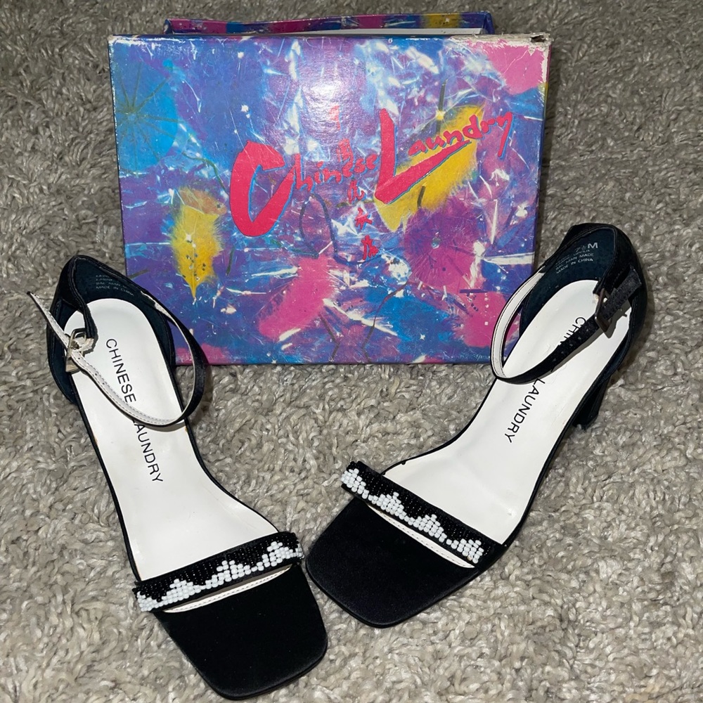 Chinese Laundry Kerry Satin Bead Strappy Heels